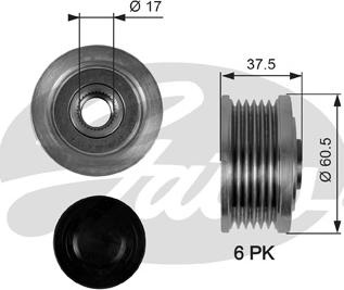 Sistem roata libera. generator Rulita alternator ALFA ROMEO 145 146 147 156 159 FIAT BRAVA BRAVO I BRAVO II DOBLO ALFA ROMEO 146 (930_), Hatchback, 12.1994 - 10.2001 Gates OAP7048