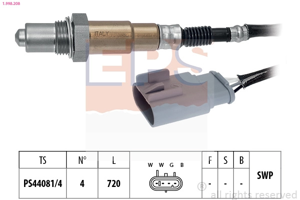 Sonda Lambda EPS 1.998.208 pentru FIAT PUNTO Caseta/ Hatchback (199_) 2012-2017