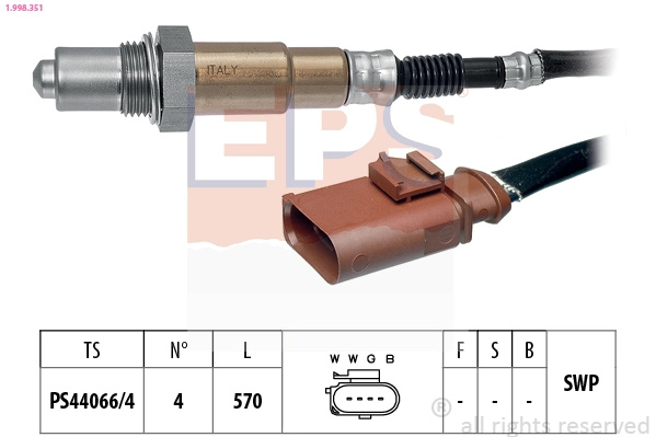 Sonda Lambda EPS 1.998.351 model VW T-ROC (A11, D11) 2017 2018 2019 2020 2021 2022