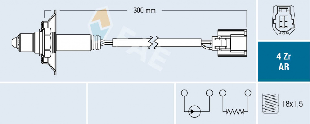 Sonda Lambda Lambda probe number of wires 4 300mm MAZDA MX-5 III 1.8/2.0 03.05-12.14 FAE FAE75624