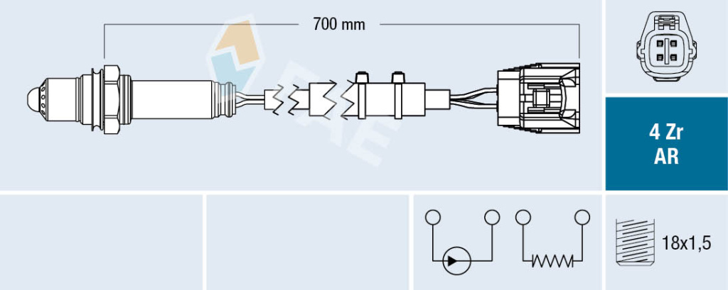 Sonda Lambda Lambda probe number of wires 4 700mm MAZDA 3 6 6/KOMBI CX-5 2.2D 04.12- FAE FAE75652