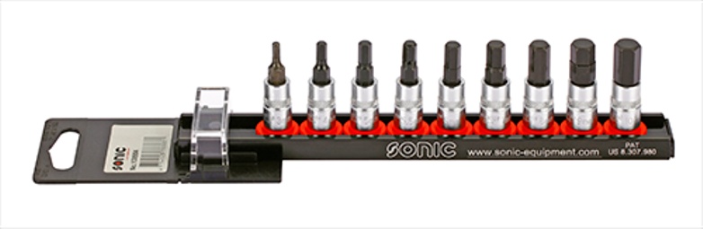 Sonic Bit socket set 1/4'', Hex on rail 9-pcs