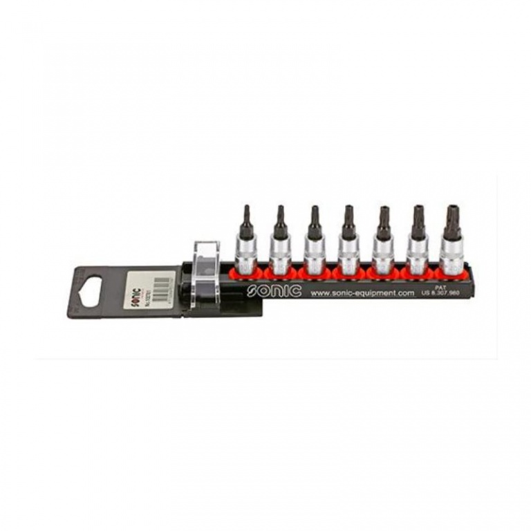 Sonic Bit socket set 1/4'', TX tamperproof on rail 7-pcs