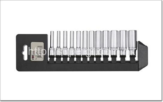 Sonic Deep socket set 1/4'', 12 pt. on rail 12pt.cs