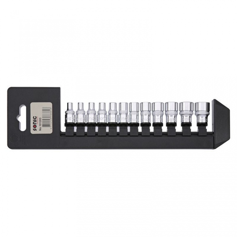 Sonic Flank socket set 1/4'', 6 pt. on rail 12pt.cs