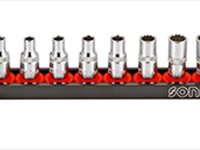 Sonic Socket set 1/4'', 12 pt. on rail 12pcs