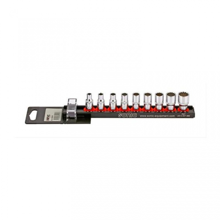 Sonic Socket set 1/4'', (SAE) on rail 9-pcs