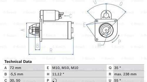 Starter 0 986 025 470 BOSCH pentru CitroEn C4