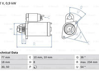 Starter (0986012301 BOSCH) HYUNDAI,HYUNDAI (BEIJING),KIA,MITSUBISHI