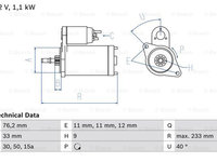 Starter (0986018200 BOSCH) SEAT,VW