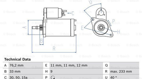 Starter (0986018200 BOSCH) SEAT,VW