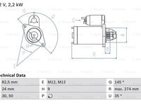 Starter (0986018250 BOSCH) AUDI,VW