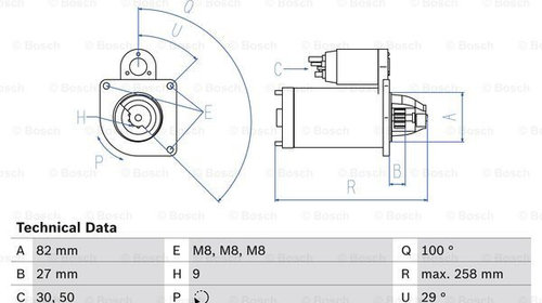 Starter (0986018950 BOSCH) IVECO,MITSUBISHI,U