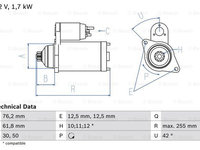 Starter (0986020260 BOSCH) AUDI,SEAT,SKODA,VW