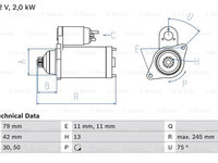 Starter (0986026160 BOSCH) AUDI,CUPRA,SEAT,SKODA,TESLA,VW