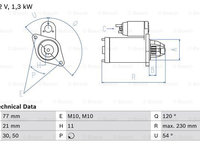 Starter (0986029130 BOSCH) HYUNDAI,KIA