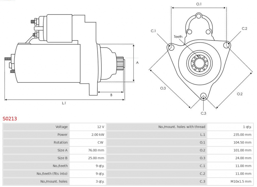 starter AS-PL S0213 la AUDI Q7 Van (4LB)