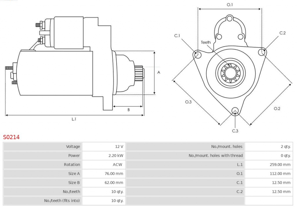 starter AS-PL S0214 pentru VW MULTIVAN T