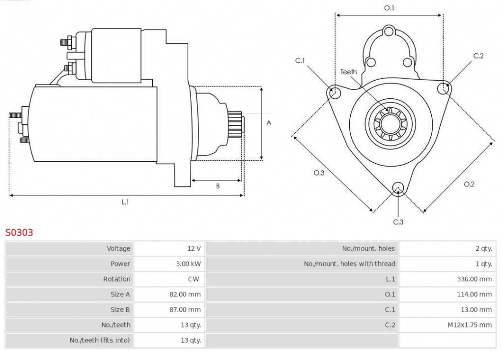 starter AS-PL S0303 pentru VW PHAETON (3