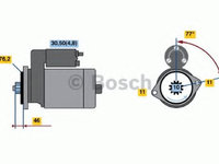 Starter AUDI A3 (8P1) (2003 - 2012) BOSCH 0 001 123 016