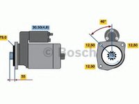 Starter AUDI A3 (8P1), AUDI A3 Sportback (8PA), AUDI A3 Cabriolet (8P7) - BOSCH 0 001 145 001