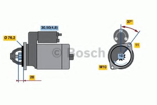 Starter AUDI A4 Cabriolet (8H7, B6, 8HE, B7), VW PHAETON limuzina (3D_), AUDI A6 limuzina (4F2, C6) - BOSCH 0 001 109 258