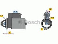 Starter AUDI A5 (8T3) (2007 - 2016) BOSCH 0 986 024 010 piesa NOUA