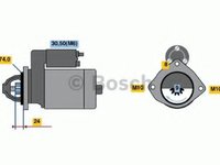 Starter BMW Seria 3 (E90) (2005 - 2011) BOSCH 0 986 021 230 piesa NOUA