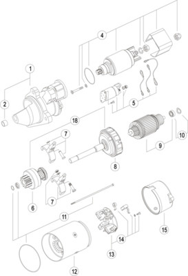Starter MAHLE MS446 model IVECO MK BF6L 913 T; F6L 913 6128cc 131cp 96kW 1983 1984 1985 1986 1987 1988 1989 1990 1991