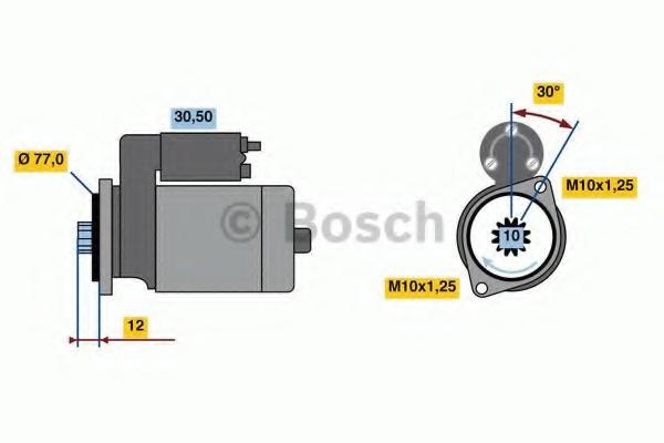 Starter MITSUBISHI SHOGUN II (V3_W, V2_W, V4_W), MITSUBISHI Canter, MITSUBISHI SHOGUN III autoturism de teren, deschis (V6_W, V7_W) - BOSCH 0 986 022