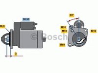 Starter RENAULT CLIO (B/C57_, 5/357_), RENAULT LAGUNA I I (B56_, 556_), RENAULT 19 Mk II Cabriolet (D53_, 853_) - BOSCH 0 986 016 570