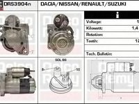 Starter RENAULT KANGOO (KC0/1_), RENAULT CLIO Mk II (BB0/1/2_, CB0/1/2_), RENAULT KANGOO Rapid (FC0/1_) - DELCO REMY DRS3904N