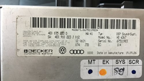 Statie amplificator audi a8 a6 s6 cod 4e0035223d