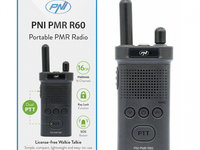 Statie radio portabila PNI PMR R60 446MHz, 0.5W, Scaun, blocare taste, SOS, Monitor, acumulator 1200mAh PNI-PMR-R60