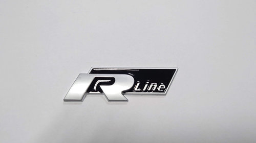 Sticker 3D R line R-LINE argintiu cu negru