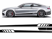 Stickere Laterale compatibil cu Mercedes C-Class C205 Coupe A205 Cabriolet (2014-up) C63 Design Negru Lucios STICKERC205PB