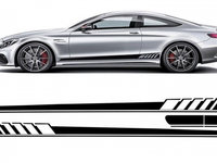 Stickere Laterale compatibil cu Mercedes C-Class C205 Coupe A205 Cabriolet (2014-up) C63 Design Negru Lucios Tuning Mercedes-Benz C-Class W205/S205/C205 2014 2015 2016 2017 2018 STICKERC205PB