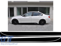 Stickere Laterale Negru Mat compatibil cu BMW Seria 3 F30 F31 (2011-up) M-Performance Design Negru Mat