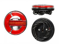 Stop lampa spate rotunda cu LED 12/24V diametru 140 mm, adancime 38 mm, distanta intre suruburi fixare 45 mm, stanga=dreapta, 1 buc.