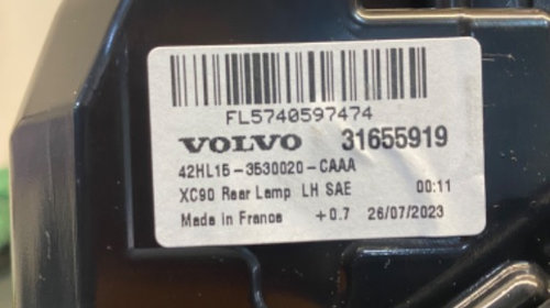 Stop LED, stanga, SAE, Volvo xc90 2016-2024 31655919