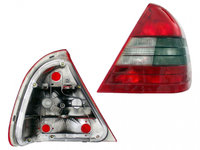 Stop spate lampa Mercedes Clasa C W202 Sedan, 1993-2001, rosu-alb, fara suport becuri, partea dreapta, TYC