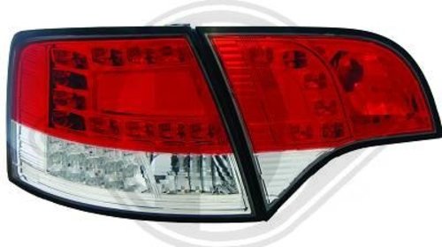 STOPURI CU LED AUDI A4 B7 FUNDAL RED/CRISTAL 