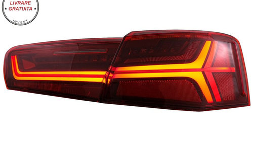 Stopuri Full LED Audi A6 4G C7 (2011-2014) Red Clear Facelift Design Semnalizare S- livrare gratuita
