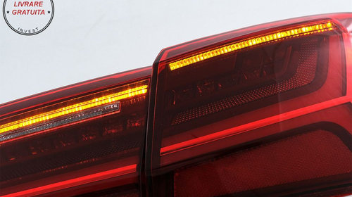 Stopuri Full LED Audi A6 4G C7 (2011-2014) Red Clear Facelift Design Semnalizare S- livrare gratuita