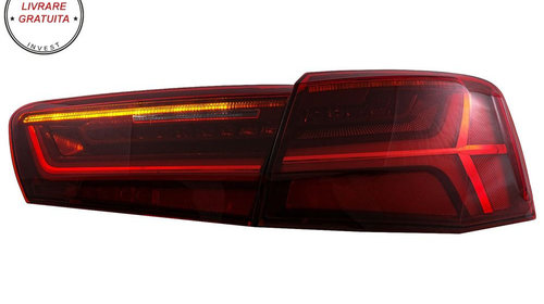 Stopuri Full LED Audi A6 4G C7 (2011-2014) Red Clear Facelift Design Semnalizare S