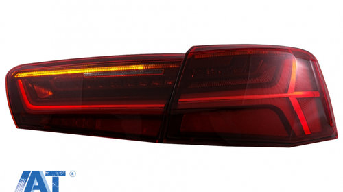 Stopuri Full LED compatibil cu Audi A6 4G C7 (2011-2014) Red Clear Facelift Design Semnalizare Secventiala