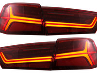 Stopuri Full LED compatibil cu Audi A6 4G C7 (2011-2014) Red Clear Facelift Design Semnalizare Secventiala TLAUA64GRC