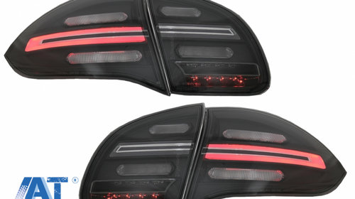 Stopuri FULL LED compatibil cu Porsche Cayenne 958 E2 92A Prefacelift (2010-2014) Negru Smoke cu Indicatoare Dinamice