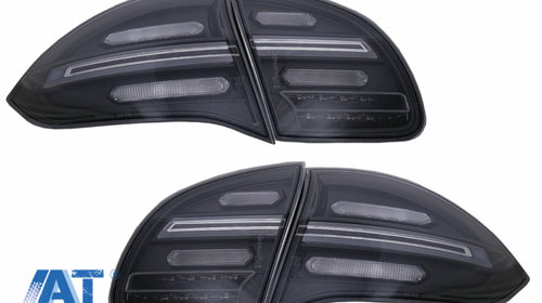 Stopuri FULL LED compatibil cu Porsche Cayenne 958 E2 92A Prefacelift (2010-2014) Negru Smoke cu Indicatoare Dinamice