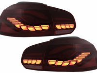 Stopuri Full LED compatibil cu VW Golf 6 VI (2008-2013) Rosu Fumuriu cu Semnal Dinamic TLVWG6LED